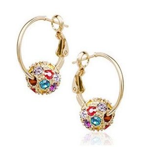 Hoop Crystal Multi-color gold earrings Leverback
